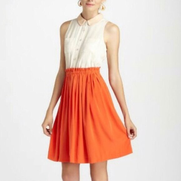 Postmark by Anthropologie Cream & Navy Blue Sleeveless Mini Dress sz 12 - Picture 7 of 8